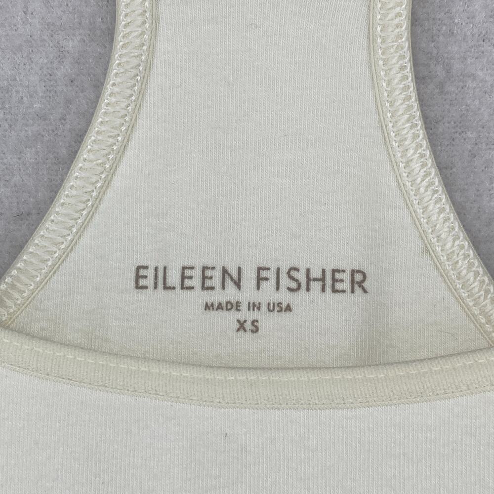 EILEEN FISHER Tank Top XS Organic Cotton Jersey Racerback Halter Shelf Bra Ivory - Picture 5 of 11